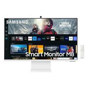 SAMSUNG 27" M80C UHD HDR Smart Computer Monitor Screen with Streaming TV, Slimfit Camera Included, Wireless Remote PC Access, Alexa Built-in (LS27CM801UNXZA),Warm White