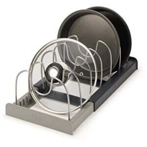 Joseph Joseph DrawerStore Expanding Cookware Organizer, Space saving storage for pan lids, baking trays - Grey