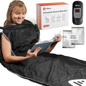 LifePro Sauna Blanket for Detoxification - Portable Far Infrared Sauna for Home Detox Calm Your Body and Mind Regular Black