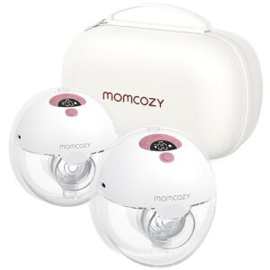 Momcozy Breast Pump Hands Free M5, Wearable Breast Pump of Baby Mouth Double-Sealed Flange with 3 Modes & 9 Levels, Electric Breast Pump Portable - 24mm, 2 Pack Cozy Red