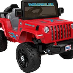 ​Power Wheels Jeep Wrangler Toddler Ride-On Toy with Driving Sounds, Multi-Terrain Traction, Seats 1, Red, Ages 2+ Years