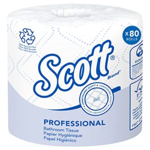 Scott® Professional 100% Recycled Fiber Standard Roll Toilet Paper (13217), with Elevated Design, 2-Ply, White, Individually wrapped rolls, 473 Count (Pack of 80), Total 37,840 Sheets