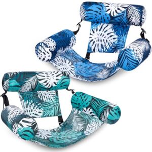 Sloosh Pool Floats Chairs Adult, 2 Packs Inflatable Pool Lounge Chairs,Blow up Pool Noodles Floats for Adults,Leaves Pattern Floating Water Chair for Pool Party Summer Water Fun(Tropical Leaves)