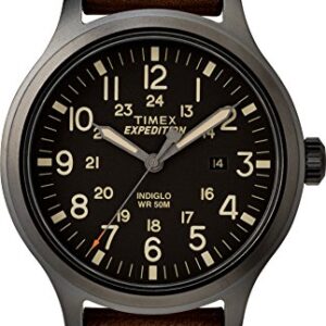 Timex Men's TW4B11300 Expedition Scout 43mm Brown/Black Leather Strap Watch