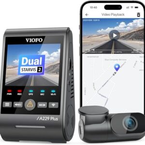 VIOFO A229 Plus Dash Cam with Dual STARVIS 2 Sensors, 2 Channel HDR, 1440P+1440P Front and Rear, Voice Control Car Dash Camera, 5GHz Wi-Fi, Ultra-Precise GPS, 24 Hours Parking Mode, Support 512GB Max