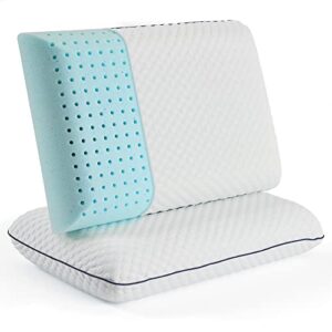 WEEKENDER 2 Pack Gel Memory Foam Pillow – Set of Two Pillows - Ventilated Cooling Pillows – Removable, Machine Washable Cover - King