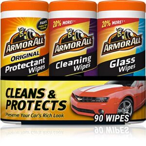 Armor All Protectant, Glass and Cleaning Wipes, Wipes for Car Interior and Car Exterior, 30 Count Each (Pack of 3)