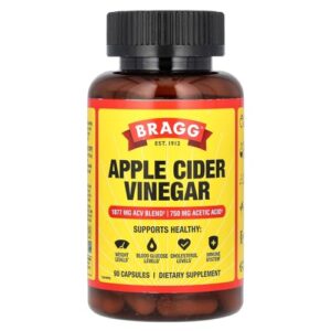 Bragg Apple Cider Vinegar Capsules - Vitamin D3 & Zinc - 750mg of Acetic Acid – Immune & Weight Management Support - Non-GMO, Vegan, Gluten Free, No Sugar (1)