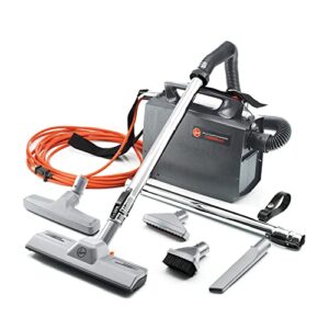Hoover Commercial PortaPower Lightweight Bagged Canister Vacuum Cleaner with Attachments, Portable Professional Pro Grade, Above Floor Cleaning, with Built-In Blower, CH30000, Black