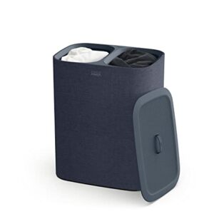 Joseph Joseph Tota 90-liter Laundry Hamper Separation Basket with lid, 2 Removable Washing Bags with Handles - Carbon Black
