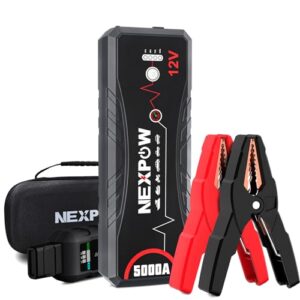 NEXPOW Car Jump Starter,Car Battery Jump Starter Pack 5000A Peak Q12 for All Gas and Up to10.0L Diesel Engine 12V Auto Battery Booster,Jumper Cables,Portable Lithium Jump Box with LED Light/USB QC3.0