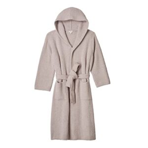 Barefoot Dreams CozyChic Ribbed Hooded Robe, Plush Pool Robe, Long Night Robe, Chic Robe, Classy Robe, Silver Ice, 2