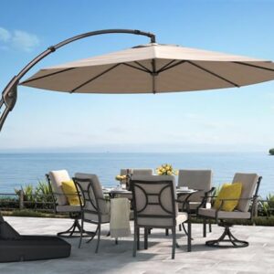 Grand patio 11FT Cantilever Umbrella with Base Outdoor Large Round Aluminum Offset Umbrella for Patio Garden Backyard (Champagne, 11 FT)