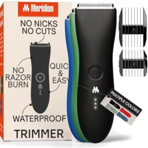 MERIDIAN Body Hair Trimmer for Men and Women - No Nick, No Cut, No Razor Burn Pubic, Groin and Body Shaver - Waterproof & Rechargeable Electric Full Body Groomer - Onyx