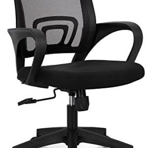 Neo Chair Office Computer Desk Chair Gaming-Ergonomic Mid Back Cushion Lumbar Support with Wheels Comfortable Blue Mesh Racing Seat Adjustable Swivel Rolling Home Executive (Black)