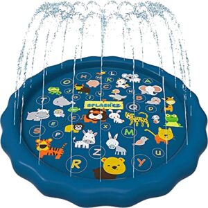 SplashEZ 3-in-1 Splash Pad, Sprinkler for Kids and Baby Pool for Learning – Toddler Sprinkler Pool, 60’’ Outside Water Toys – “from A to Z” Outdoor Play Mat for Babies & Toddlers