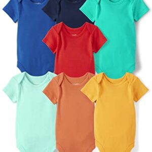 The Children's Place Baby and Newborn Short Sleeve Cotton Variety Pack Bodysuits, Rainbow 7-Pack, 18-24 Monts