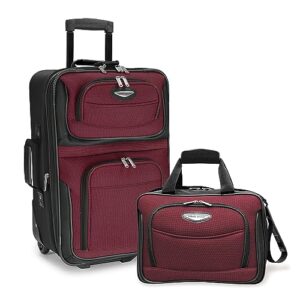 Travel Select Amsterdam Expandable Rolling Upright Luggage, Burgundy, 2-Piece Set