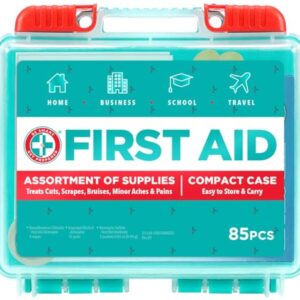 Be Smart Get Prepared 85 Piece First Aid Kit: Clean, Treat, Protect Minor Cuts, Scrapes. Home, Office, Car, School, Business, Travel, Emergency, Survival, Hunting, Outdoor, Camping & Sports, FSA HSA