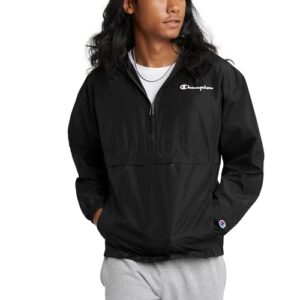 Champion mens Stadium Packable , Left Chest Script Jacket, Black-549369, Medium US, Black Small Script