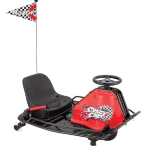 Razor Crazy Cart - 24V Electric Drifting Go Kart - Variable Speed, Up to 12 mph, Drift Bar for Controlled Drifts, Black/Red