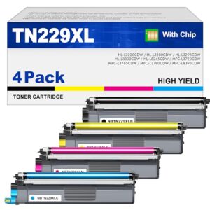 TN229 TN229XL High Yield Toner Cartridge Compatible with Brother MFC-L3780CDW HL-L3280CDW HL-L3220CDW MFC-L3720CDW HL-L3295CDW HL- L3300CDW HL-L8245CDW Printers(4 Pack)