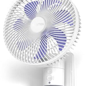 Airbition 8” Small Wall Mount Fan with Remote Control, 90°Oscillating, 4 Speeds, Timer, Included 120° Adjustable Tilt, High Velocity, 70Inch Cord, for RV Bedroom Home Office Garage