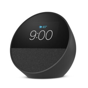 All-new Amazon Echo Spot (2024 release), Smart alarm clock with vibrant sound + Alexa, Black