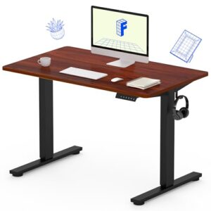 FLEXISPOT EC1 Electric Standing Desk Adjustable Height Small Desk Heavy Duty Steel Stand Up Desk (EC1 Classic 40x24 Black Frame+Mahogany Top 2 Packages)