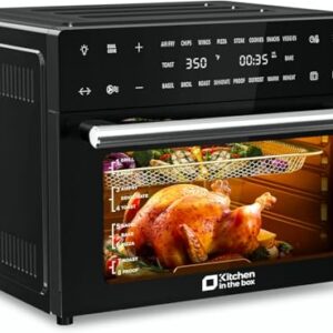 Kitchen in the box 32 QT Extra Large Toaster Oven Air Fryer Combo, 18-in-1 Convection Toaster Oven Countertop with Baking, Dehydrate and Rotisserie, 6 Accessories, 1800W