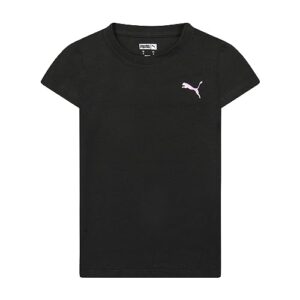 PUMA girls Core Logo T-shirt T Shirt, Puma Black, Medium US