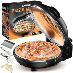 Upgrade Pizza Oven, 12 Inch Electric Pizza Oven Indoor, 1200W Portable Countertop Pizza Maker Heats Up to 800˚F, Pizza Cooker with Viewing Window, Timers, Check Pizza Cooking At Any Time