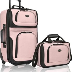 U.S. Traveler Rio Rugged Fabric Expandable Carry-On Luggage Set, Pink, One Size