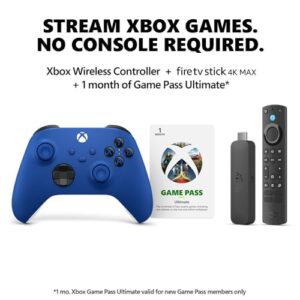 Xbox Amazon Fire TV Stick 4K Max with Shock Blue Core Wireless Controller Bundle + Free Month of Game Pass for New Members