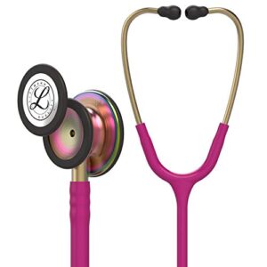 3M Littmann Classic III Monitoring Stethoscope, 5806, More Than 2X as Loud* and Weighs Less**, Stainless Steel Rainbow-Finish Chestpiece, 27" Raspberry Tube, Brass Stem, and Headset