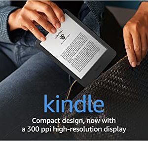 Amazon Kindle – The lightest and most compact Kindle, with extended battery life, adjustable front light, and 16 GB storage – Without Lockscreen Ads – Black