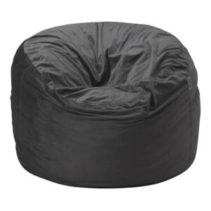 HABUTWAY Bean Bag Chair 3Ft Luxurious Velvet Ultra Soft Fur with High-Rebound Memory Foam for Adults Plush Lazy Sofa with Fluffy Removable Sponge 3'(Grey)