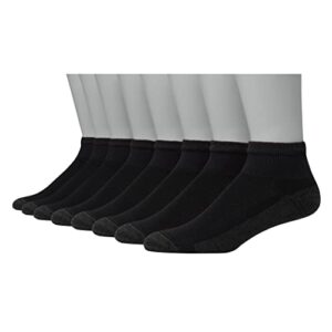 Hanes Mens Max Cushioned Multi-packs Ultimate 8-Pack Ultra FreshIQ Odor Control With Wicking Ankle Socks, Black, Black - 8 Pack, 6-12 US