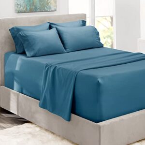 Hearth & Harbor Extra Deep Pocket Queen Sheets Sets - Fits Mattress 18-24 Inches Deep - Extra Deep Pocket Sheets - 6 Piece Queen Size Sheets - Queen Sheets Deep Pocket - Blue Heaven Sheets