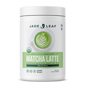 Jade Leaf Matcha Organic Cafe Style Sweetened Matcha Latte Green Tea Powder, Premium Barista Crafted Mix - Authentically Japanese (1.1 Pound Tin)