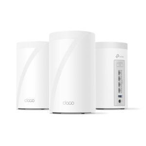 TP-Link Tri-Band WiFi 7 BE10000 Whole Home Mesh System (Deco BE63) | 6-Stream 10 Gbps | 4 × 2.5G Ports Wired Backhaul, 4× Smart Internal Antennas | VPN, AI-Roaming, MU-MIMO, HomeShield (3-Pack)