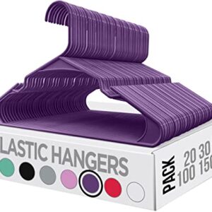 Utopia Home Clothes Hangers 50 Pack - Plastic Hangers Space Saving - Durable Coat Hanger with Shoulder Grooves (Purple)