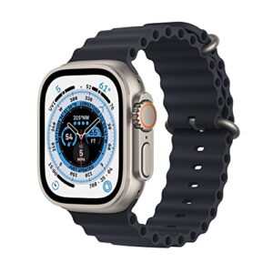 Apple Watch Ultra [GPS + Cellular 49mm] Titanium Case with Midnight Ocean Band, One Size (Renewed Premium)