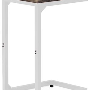 Artigarden C Table End Table with Metal Frame Small Side Table for Couch, Sofa TV Tray Table for Living Room, Bedroom, Bedside Bright White