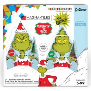 CreateOn Magna-Tiles Limited Edition Grinch Magnetic Building Toys from Dr. Seuss’ “How The Grinch Stole Christmas” Book, Educational Toys for Ages 3+, 19 Pieces