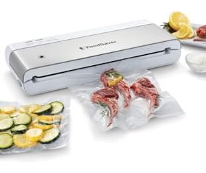 FoodSaver Compact Vacuum Sealer Machine with Airtight Bags and Roll - Ideal for Sous Vide and Airtight Food Storage, White