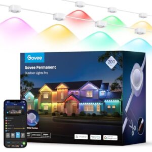 Govee Permanent Outdoor Lights Pro, 200ft with 120 RGBIC LED Lights for Daily and Accent Lighting, 75 Scene Modes for Halloween, IP67 Waterproof, Works with Alexa, Google Assistant, Matter, White