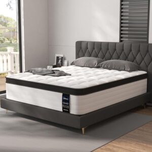 LETMOON King Size Mattress, 14 Inch Hybrid King Mattress, Medium Firm, Pocket Springs, 3 Coils Strong Edge Support, Pressure Relief, Bed in Box