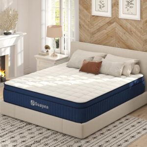 Queen Mattress, 14 Inch Queen Size Mattress in a Box, Hybrid Mattress Queen Size, Ultimate Motion Isolation with Gel Memory Foam and Pocket Spring, Medium Firm, Edge Support