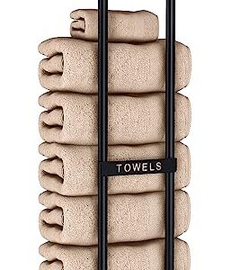 STWWO Bathroom Towel Storage Rack, Towel Racks for Bathroom Wall Mounted 30 inch with Shelf Can Holds 6 Large Towels, Wall Towel Rack for Rolled Towels, Black